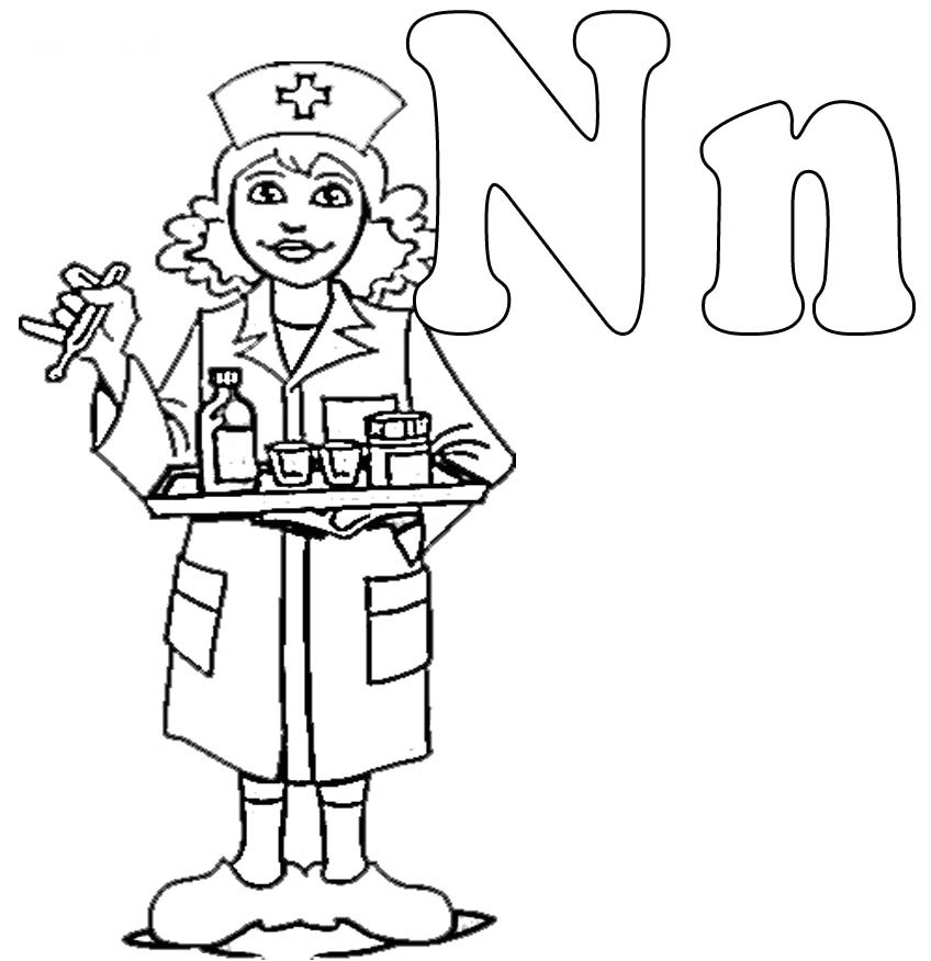 Download N Is For Nurse Coloring For Kids Or Print N Is For Nurse ...