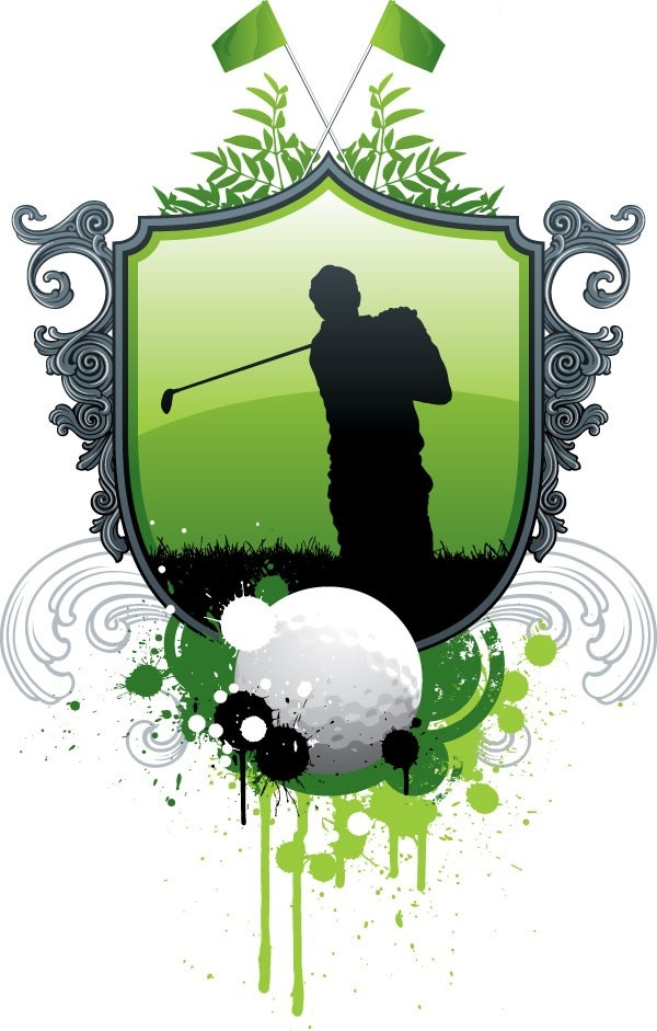 A trend of the elements of golf figures silhouette vector material