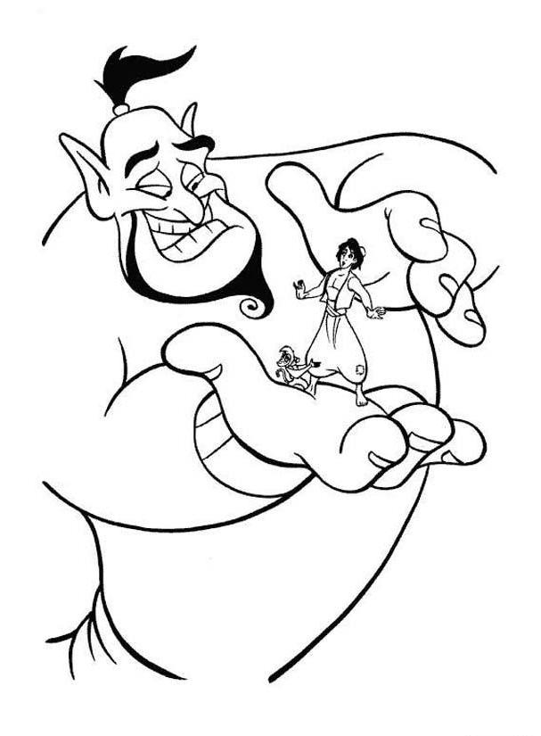 The Genie Look As A Waiter Coloring Pages - Aladdin Cartoon ...