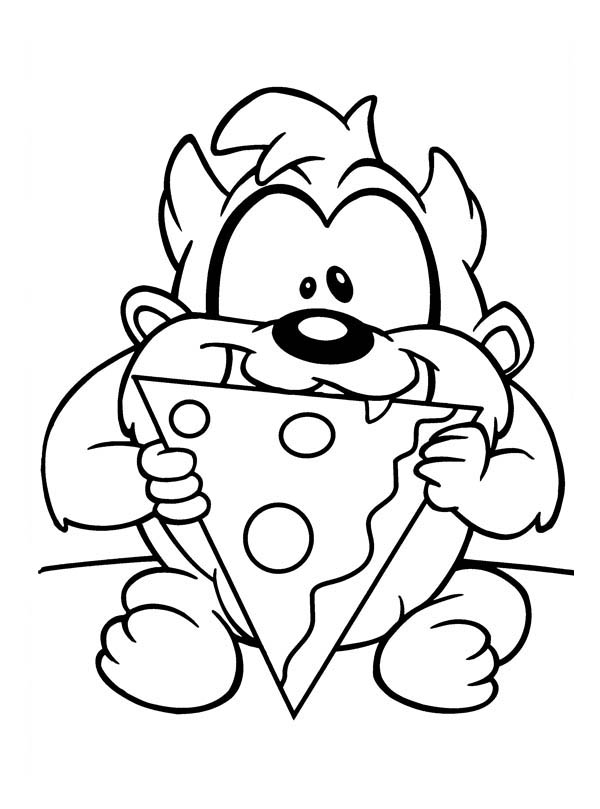 Baby Taz Eating Pizza in Baby Looney Tunes Coloring Page | Kids ...