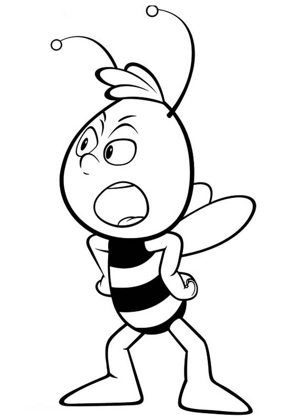 Willy the Bee Getting Anxious with Maya Coloring Page - Download ...