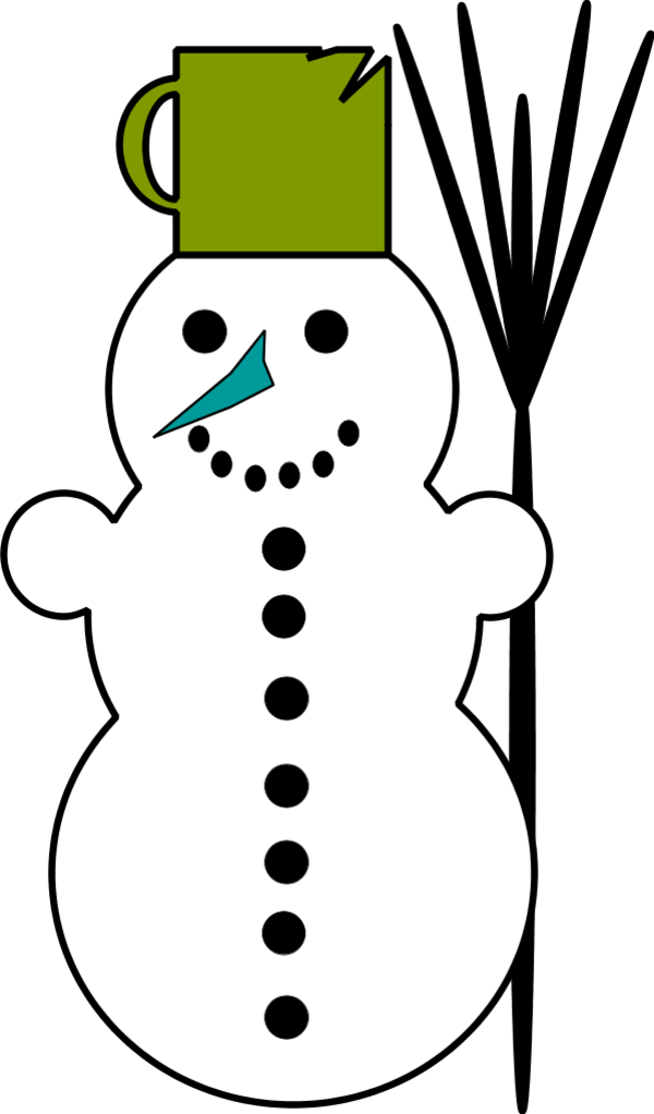 Snowman Holding Broom - vector Clip Art
