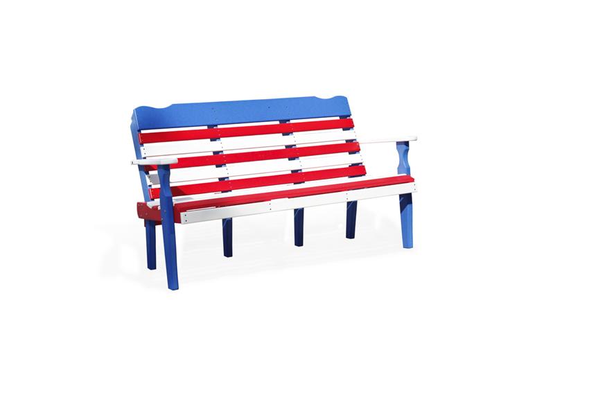 American Made Poly Wood Patriotic Park Bench | Amish Outdoor ...