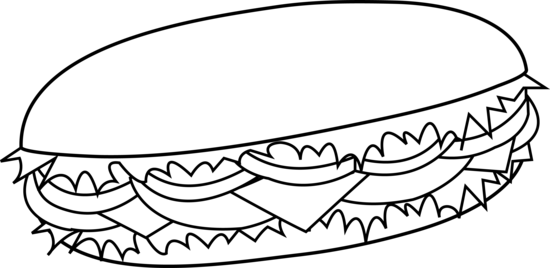 Sub Sandwich Colorable Line Art - Free Clip Art