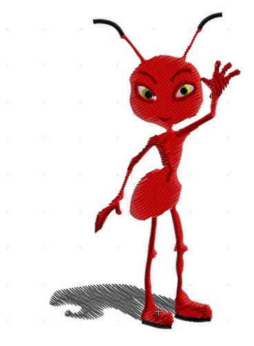 Bugs Embroidery Design: Cartoon Red Ant from King Graphics