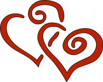 Red Curly Hearts clip art - Download free Other vectors
