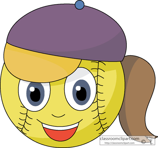 13092107 Cartoon Fastpitch Softball With Screaming Face Clipart ...