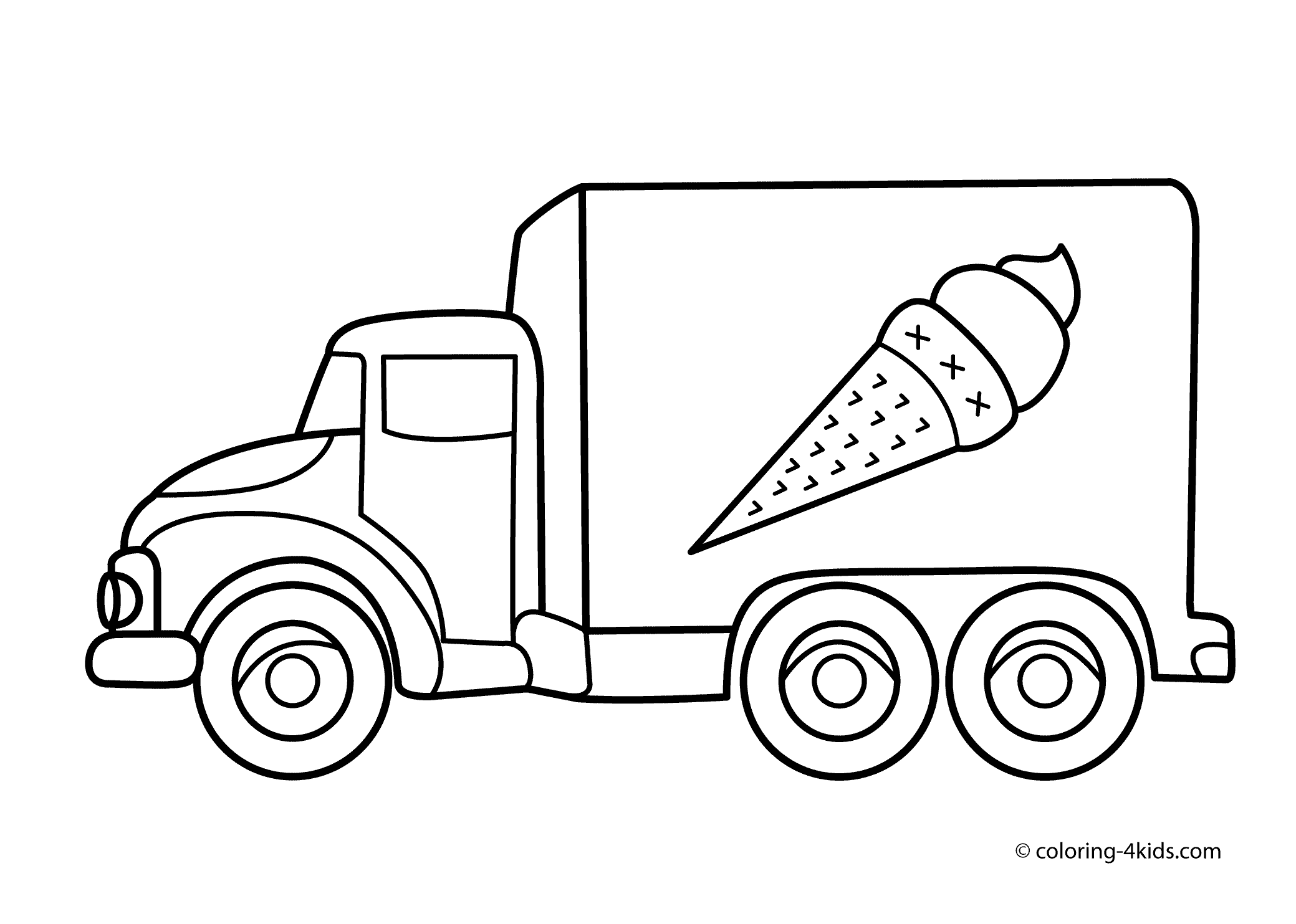 Ice-cream truck transportation coloring pages for kids, printable ...