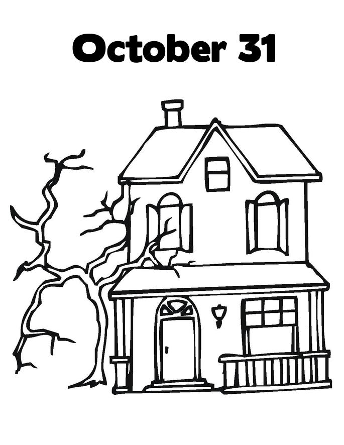 Halloween Haunted House Coloring Pages Printables | Coloring