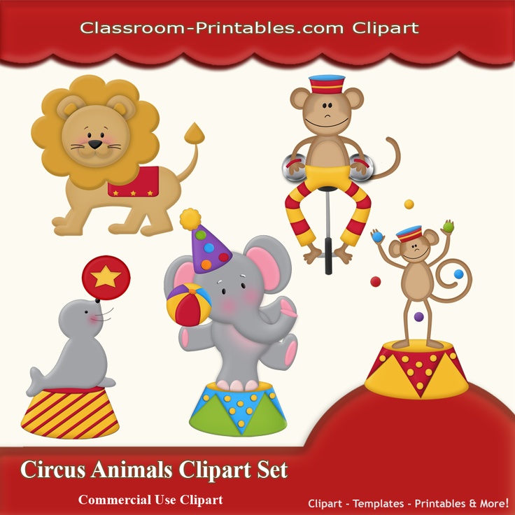 Circus Animals Clipart Set | Kalles vægmaleri | Pinterest