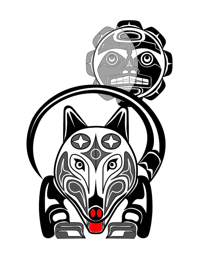 Wolf Moon Totem by Fred Croydon - Wolf Moon Totem Drawing - Wolf ...