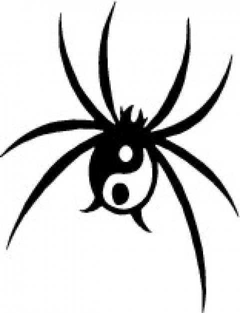 Black spider with yin yang symbol Vector | Free Download
