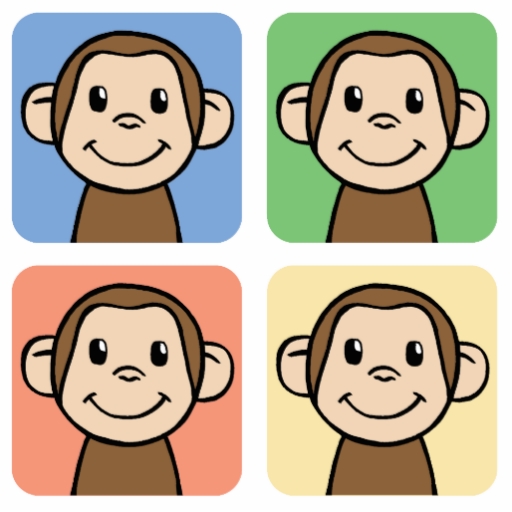 Cartoon Clip Art with 4 Happy Monkeys Posters | Zazzle