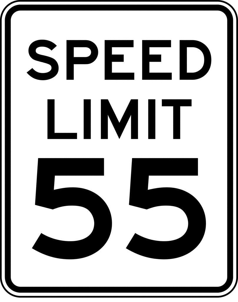 Speed Limit 55, Black and White | ClipArt ETC