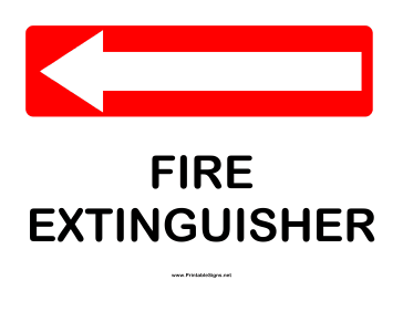 Printable Directions Fire Extinguisher Left Sign