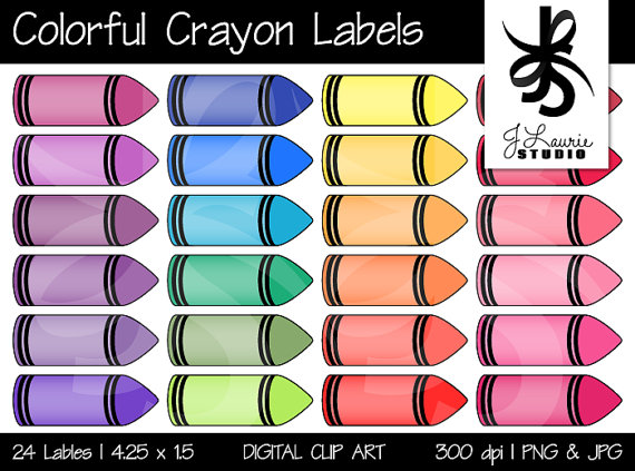 Digital Clipart Colorful Crayon by JLaurieStudio on Etsy