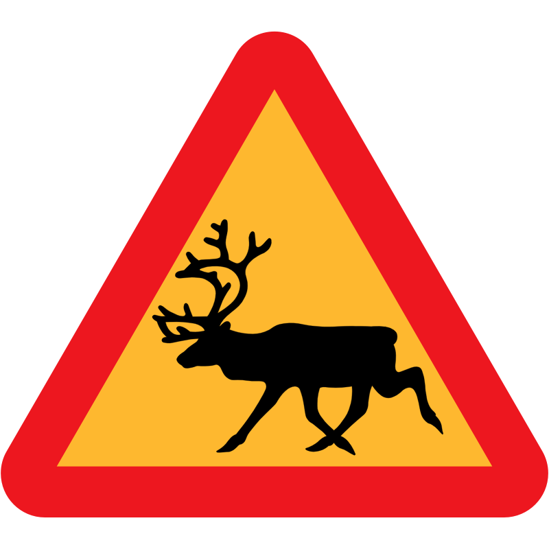 Clipart - Warning Reindeer Roadsign