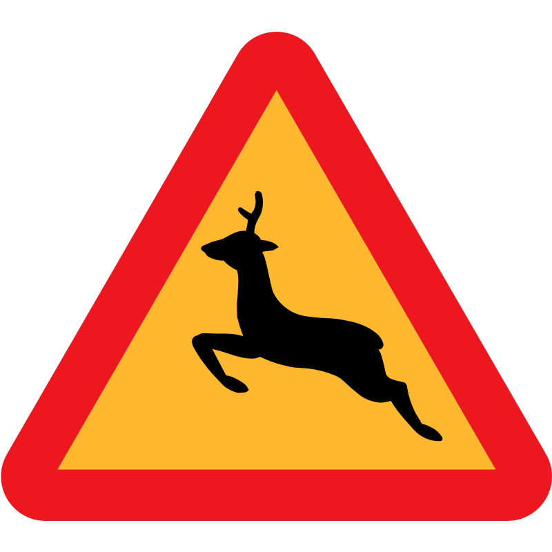 Clipart - Warning Deer Roadsign