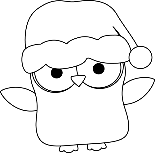 Black and White Christmas Owl Clip Art - Black and White Christmas ...