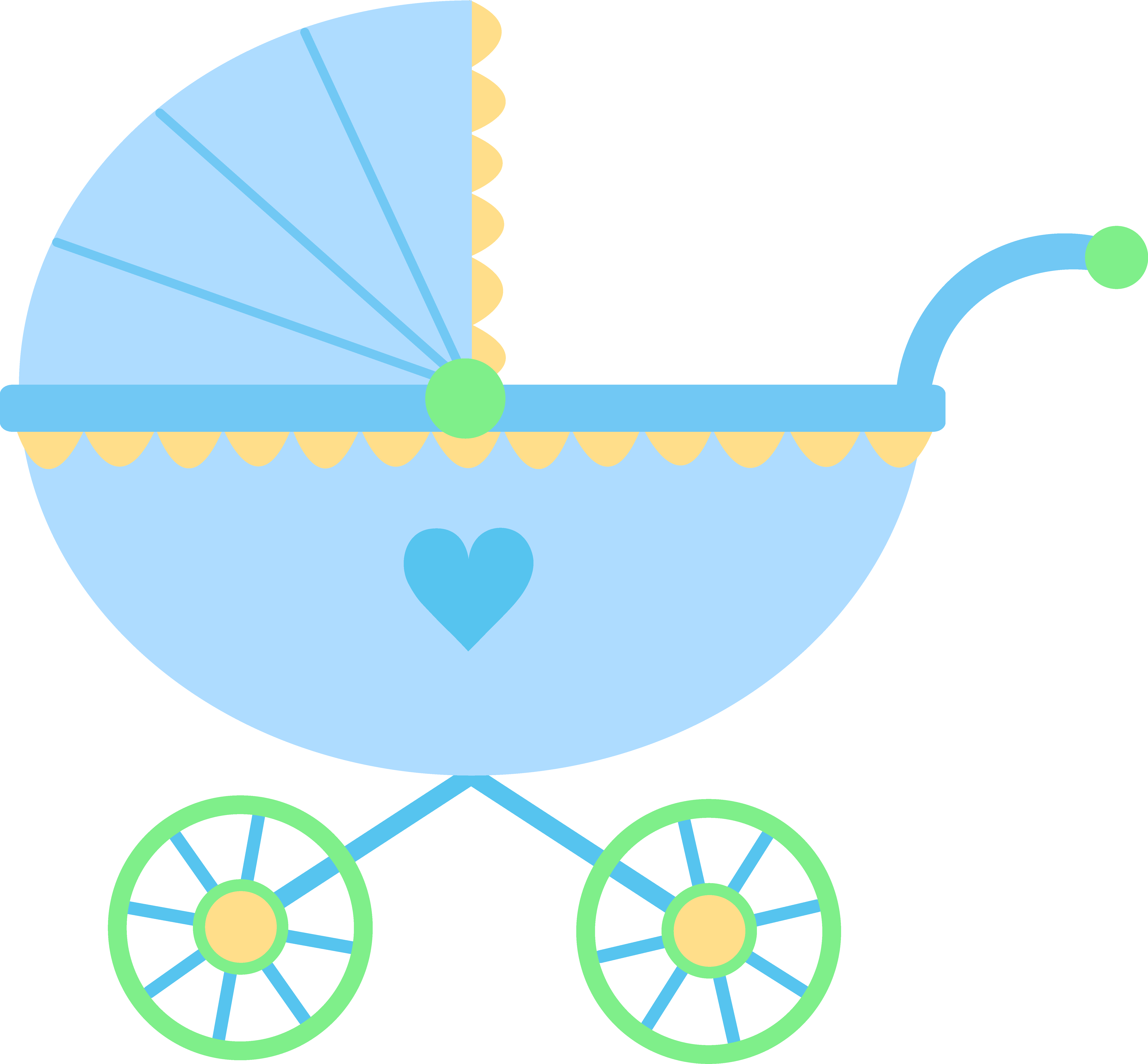 Cute Blue Baby Carriage - Free Clip Art