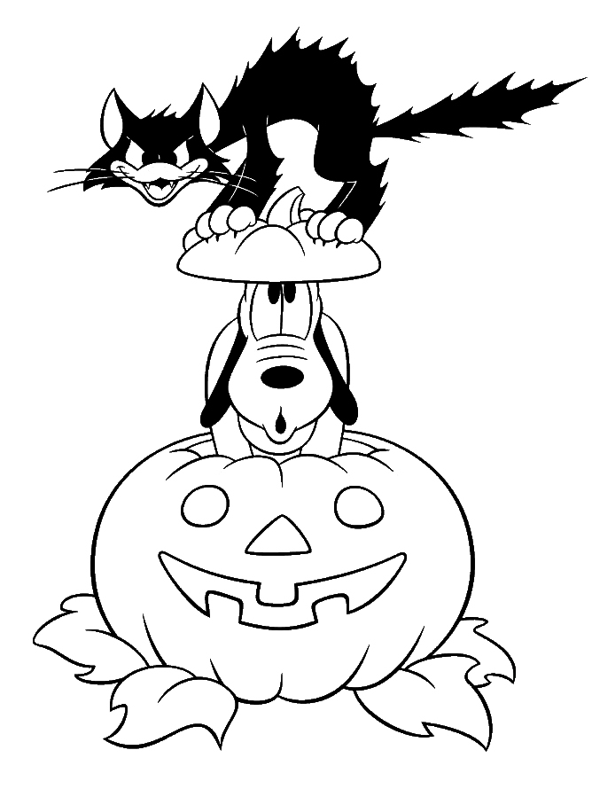 mickey mouse pluto black cat disneys printable coloring page ...