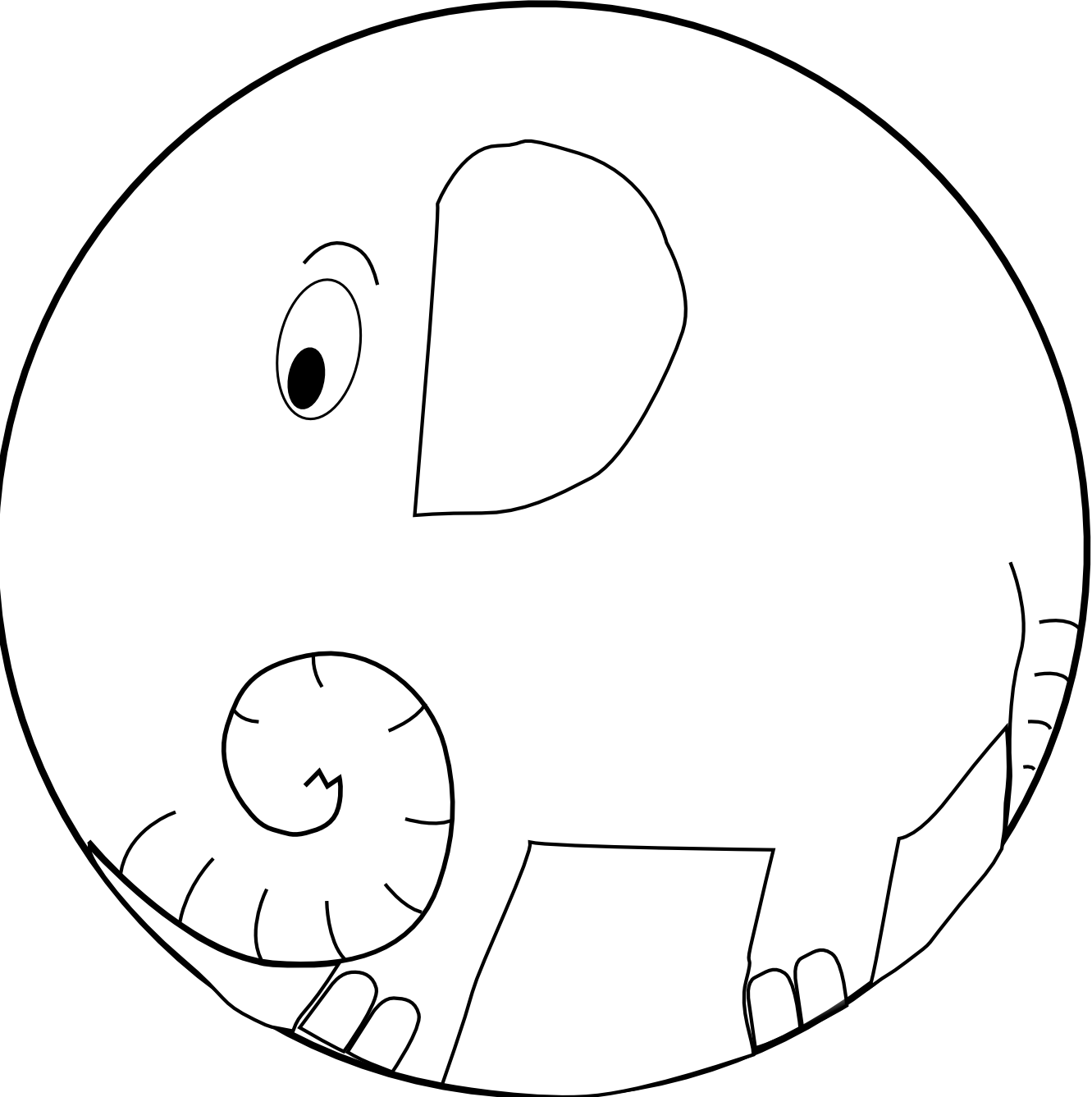Clip Art: Elephant 1 Black White Line Art ... - ClipArt Best ...