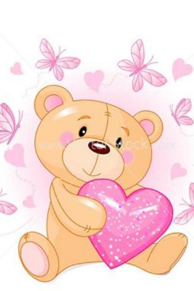 Download free cartoons wallpaper Cute Teddy Bear with size 640x960 ...