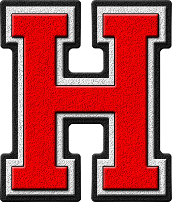 Presentation Alphabets: Scarlet Red Varsity Letter H