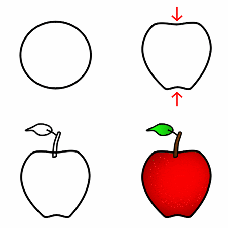 Drawing a cartoon apple