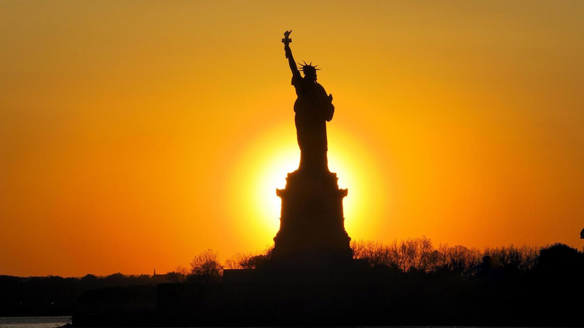 Silhouette Of The Statue Of Liberty In Sunset Hd Desktop ...