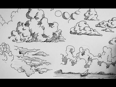 Pen and Ink Drawing Tutorials | How to draw clouds - YouTube