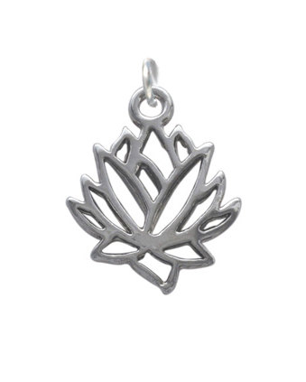 Silver Plated Outline Lotus Flower Charm by PerpetualRevolution
