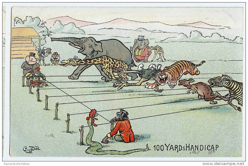 1900s Wild Animal Sports Day -100 yards Handicap Race cartoon, Gil ...
