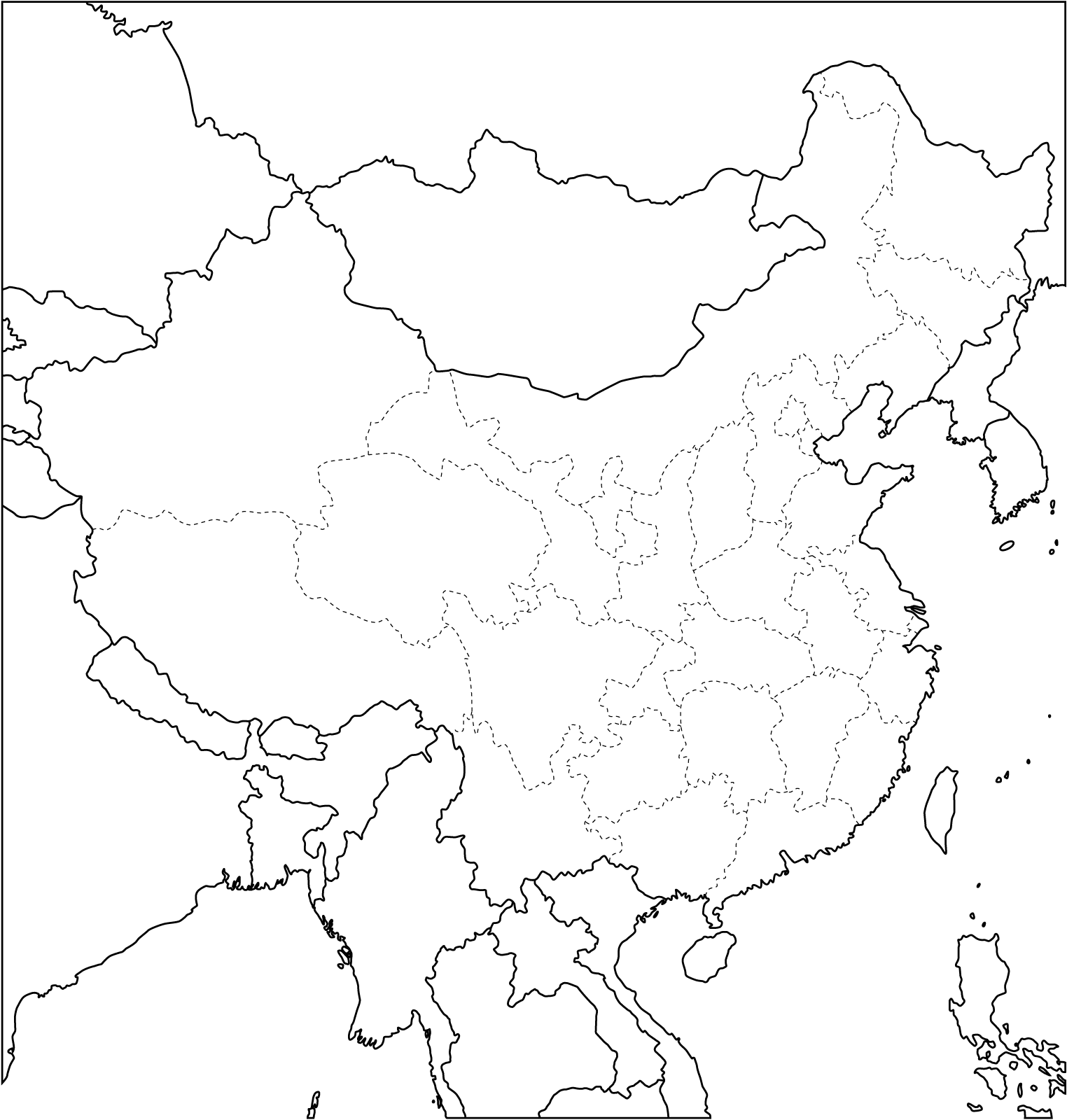China Outline Map - Mapsof.net