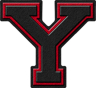 Presentation Alphabets: Black & Cardinal Red Varsity Letter Y