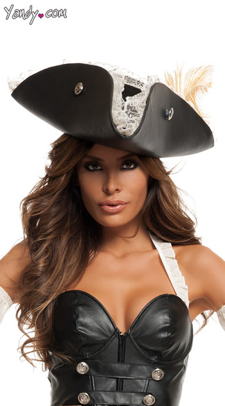 Black Pearl Pirate Hat, pirate hat, female pirate hat, pirate costume