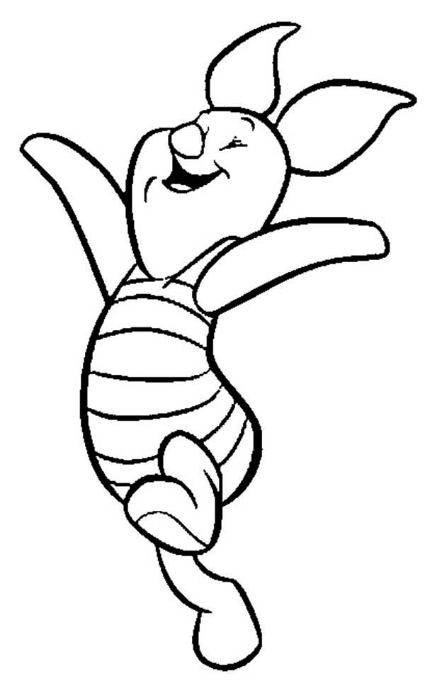 Piglet Running Happily Coloring Page - Free & Printable Coloring ...