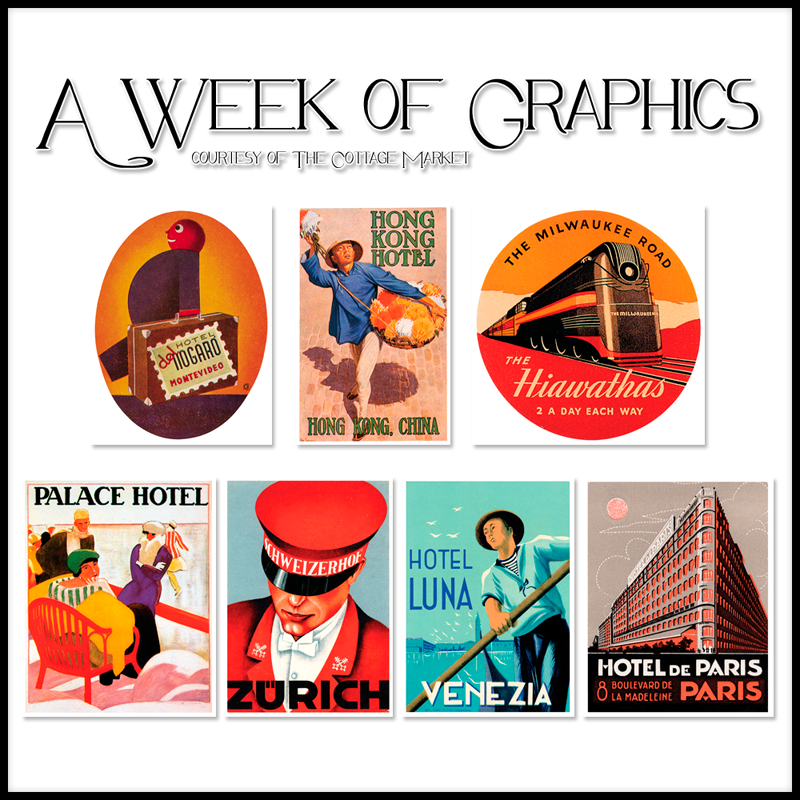 Free Graphics of the Week Vintage Travel Stickers - The Cottage Market