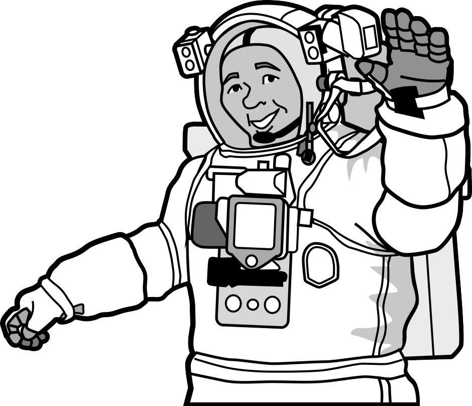 Clipartist Info Smiling Astronaut Black White Line Art Coloring ...