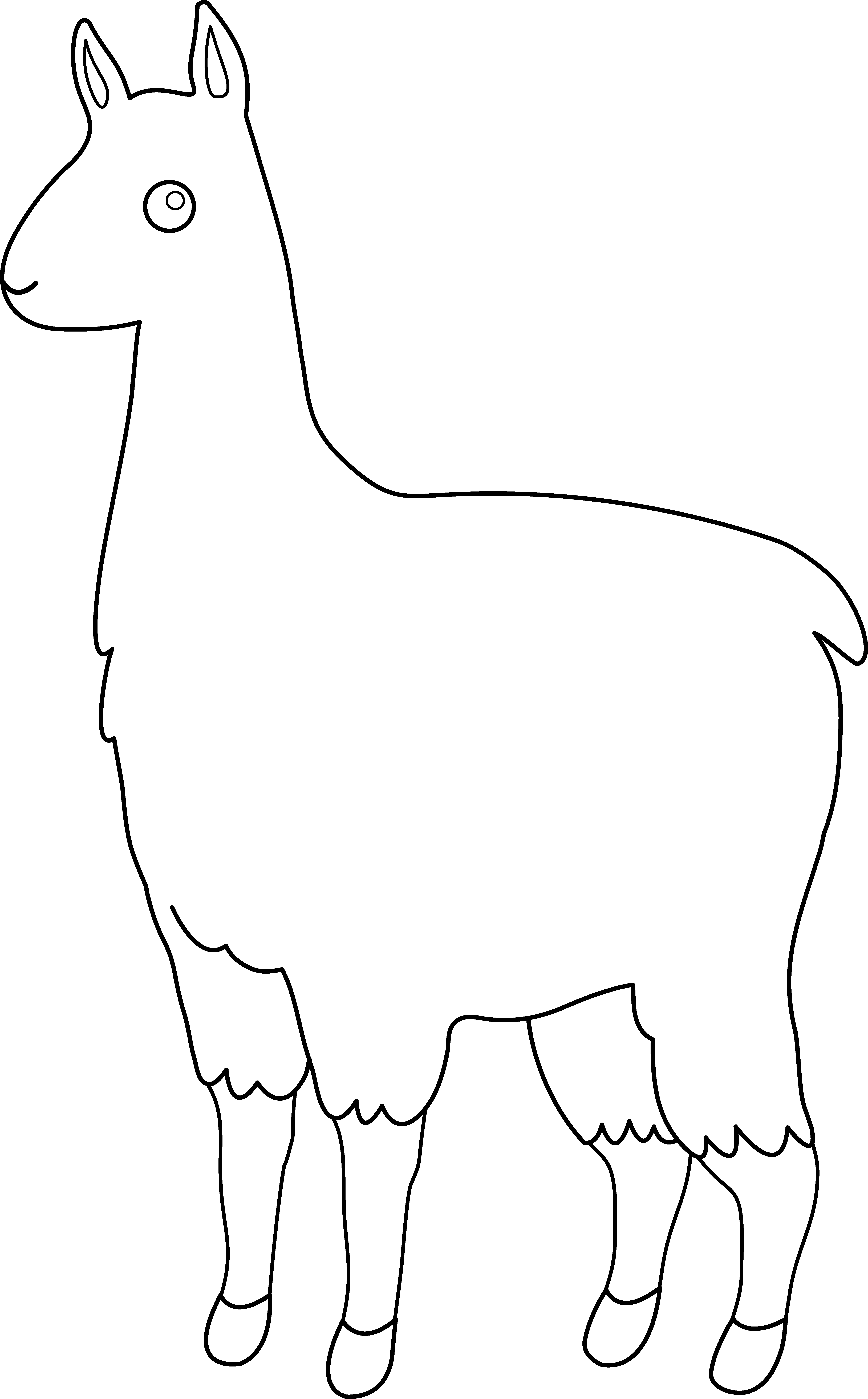 Cute Llama Line Art - Free Clip Art