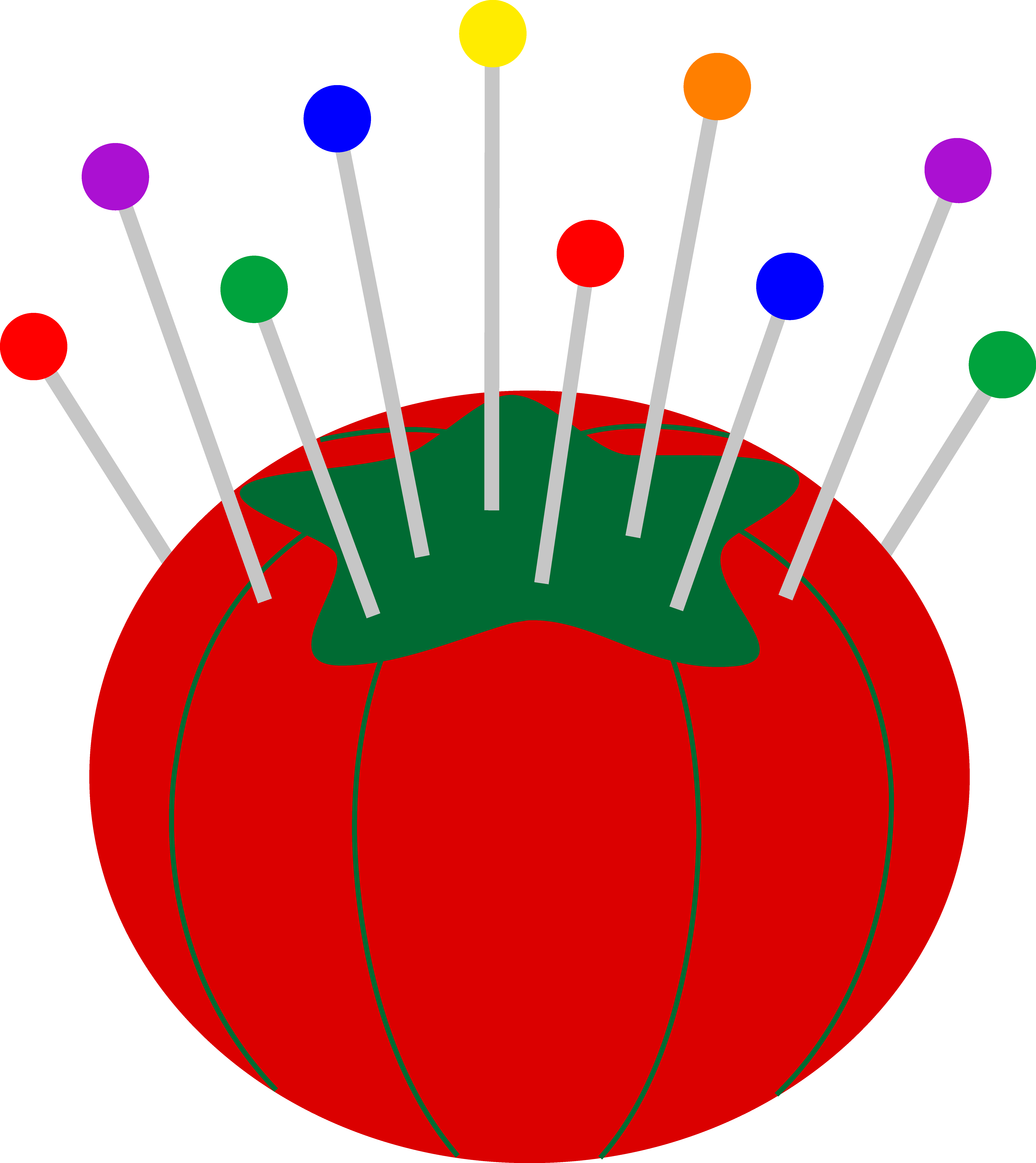 Tomato Pin Cushion With Pins - Free Clip Art