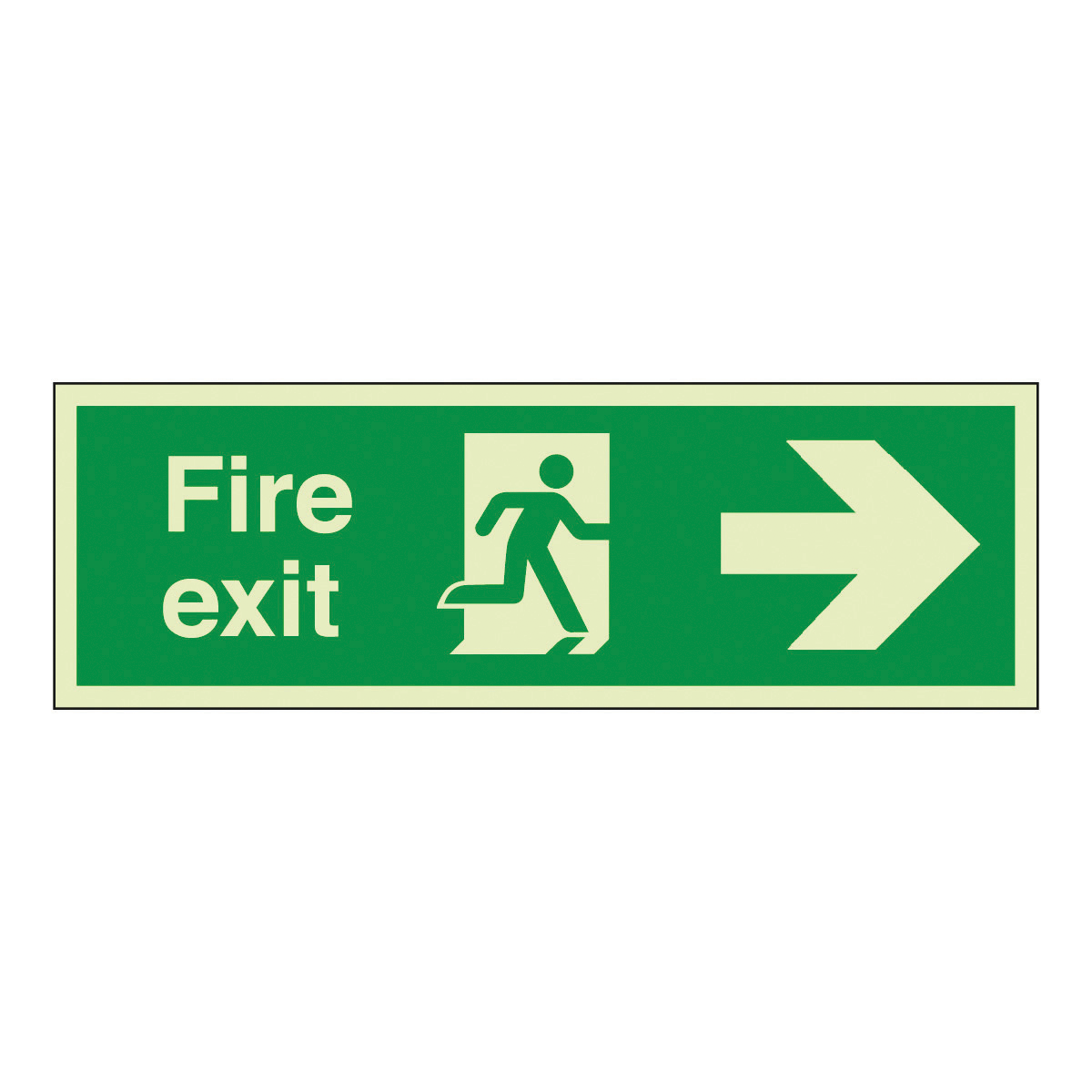 Fire Exit Man Arrow Right Safety Sign - Photoluminescent Fire Exit ...