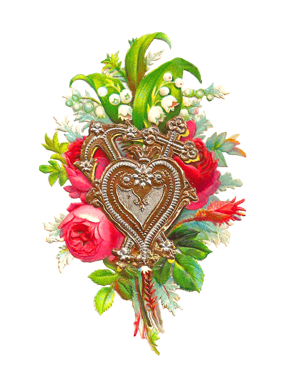 Antique Images: Free Flower Clip Art: Red Rose Bouquet Victorian ...