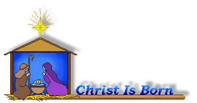 Christmas Clip Art - Nativity Stable Line With Christ Is Born Text