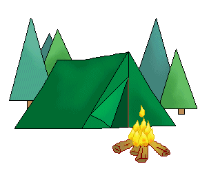 Camping Clip Art - Green Tents and Campfires - Tents