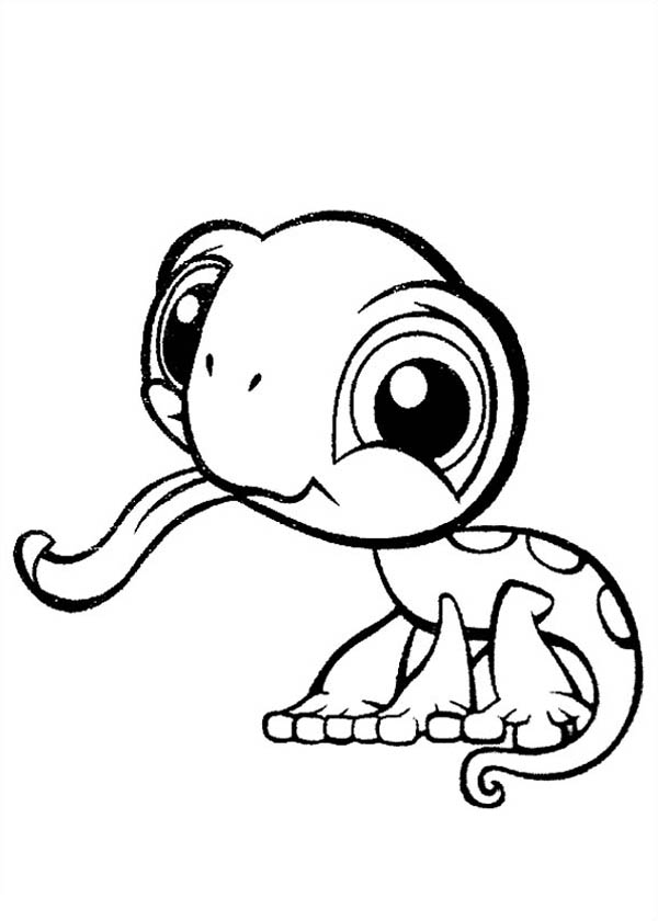 Cute baby iguana sticking out its tongue coloring page - Download ...
