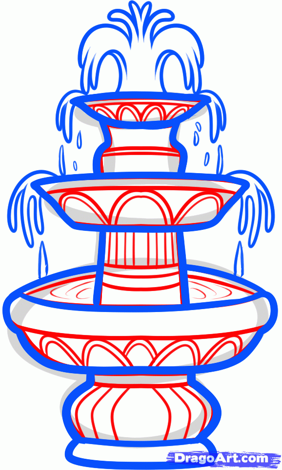How to Draw a Fountain, Water Fountain, Step by Step, Stuff, Pop ...
