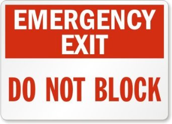 Emergency Exit Do Not Block Plastic Sign, 14" x 10": Industrial ...