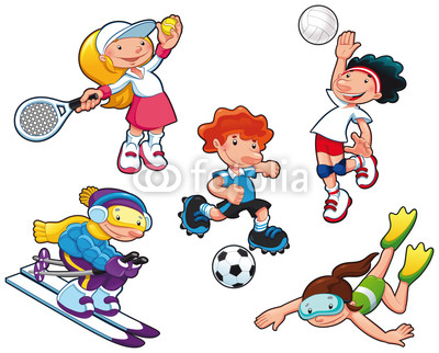 Sport characters. Cartoon vector isolated boys and girls." Stock ...