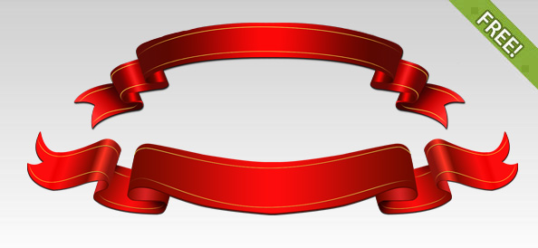 Free PSD Red Ribbons, vector graphic - 365PSD.com